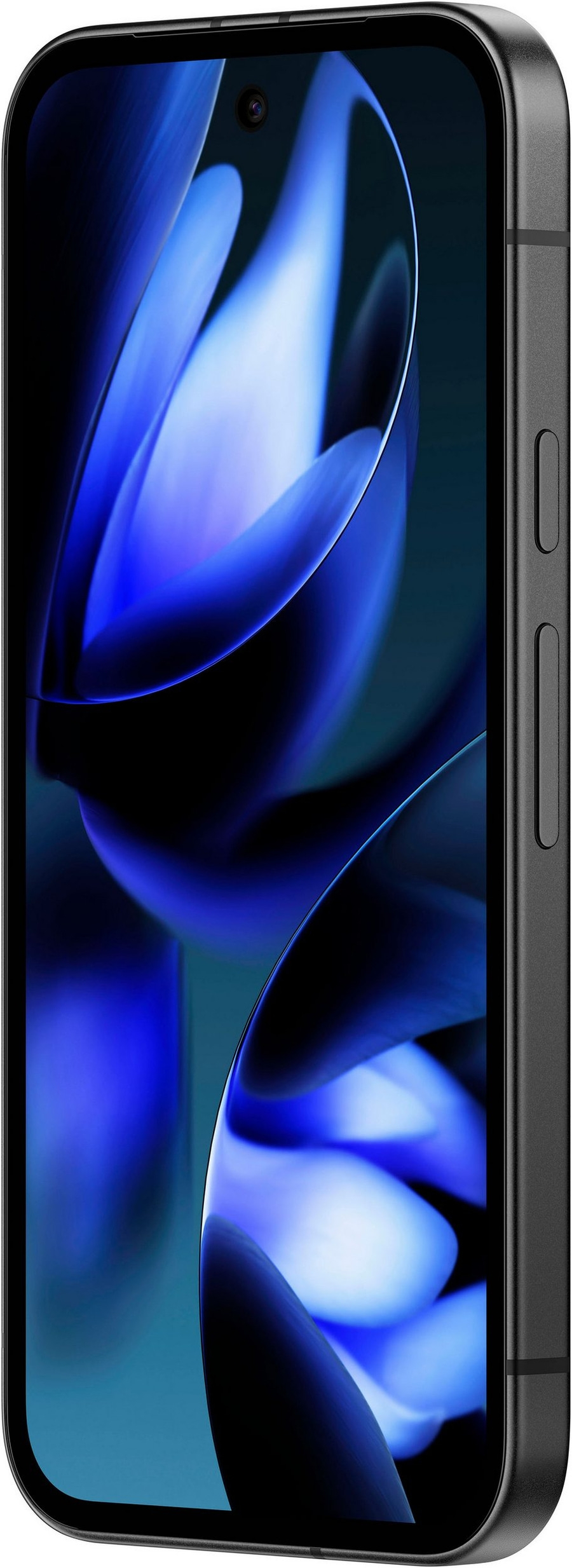 Ein Smartphone mit einem blauen, abstrakten Hintergrundbild.