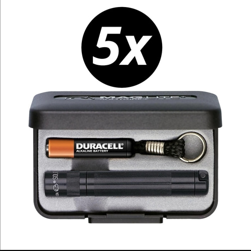 5 x MAG LITE Taschenlampe Solitaire schwarz 8cm mit Etui Batteriebetrieb NEU