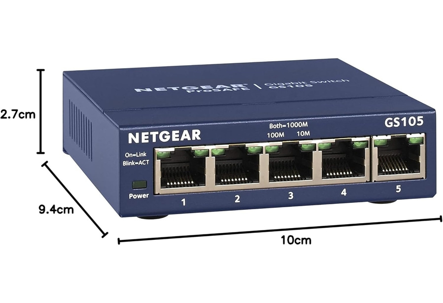 NETGEAR 5 Port Gigabit Ethernet Switch GS105 1Gbit/s Switch Unmanaged NEU