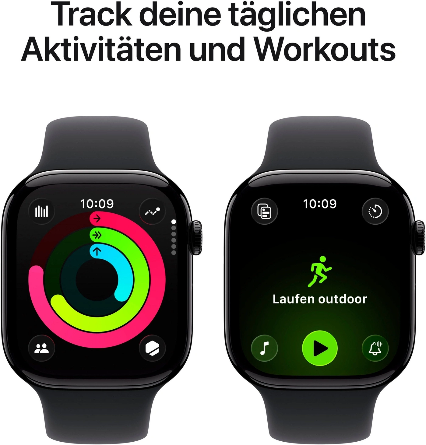 Apple Watch zeigt 
Aktivit
s-Ringe und Lauf-App