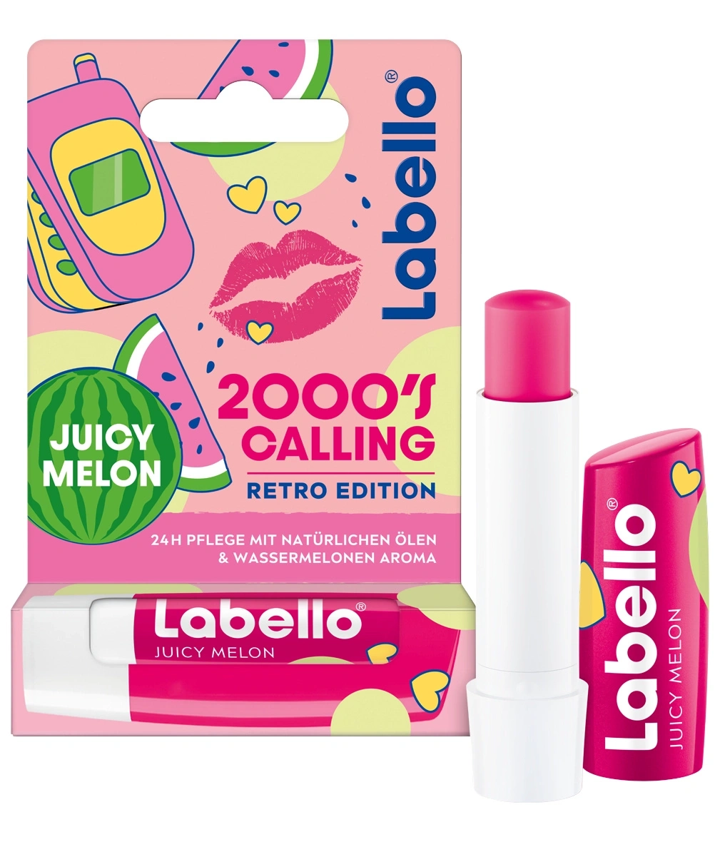 Labello Lippenpflege im 2000er Retro-Design mit Melonenaroma.