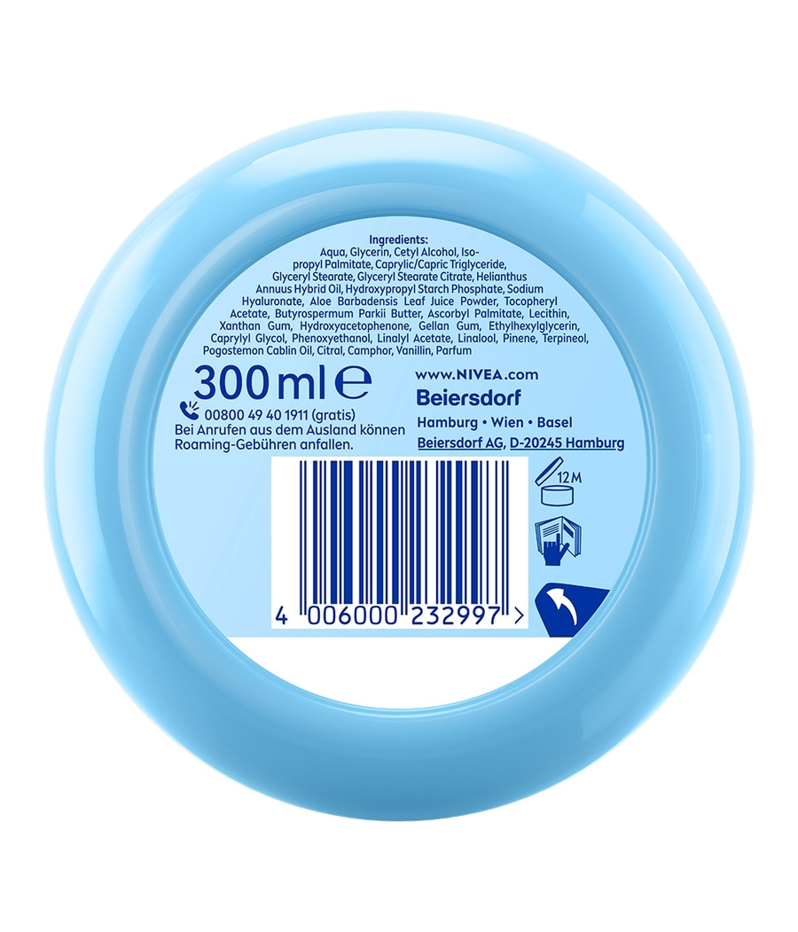 Nivea Dose mit Inhaltsstoffen und Barcode