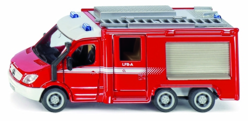Rotes Feuerwehrauto mit Leiter und Blaulicht, Spielzeugmodell, detailreich.