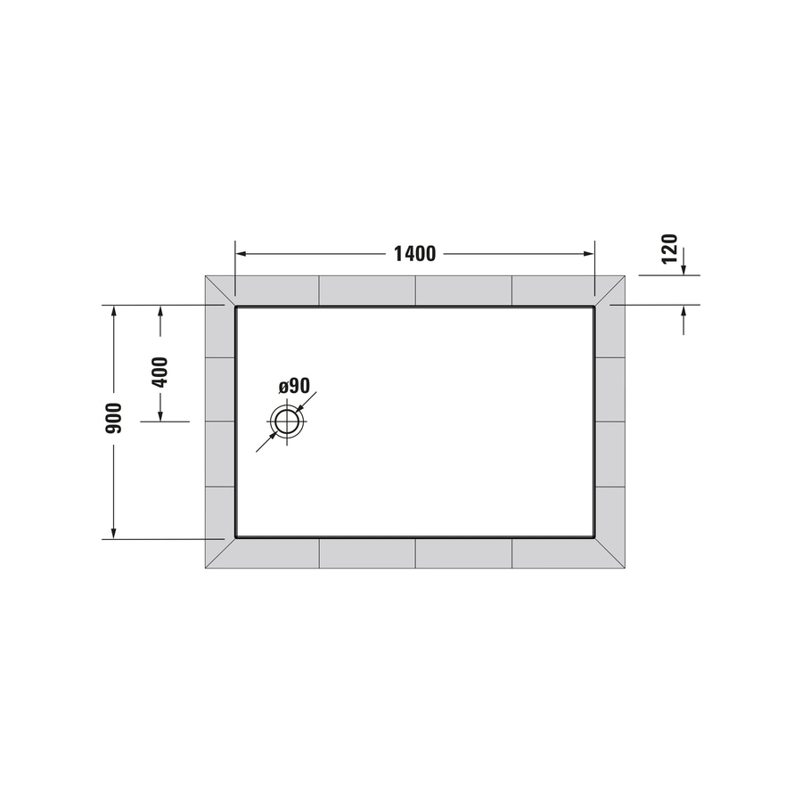 DURAVIT Bodenbündige Duschwanne Tempano 1400 x 900 mm Rechteck Weiß