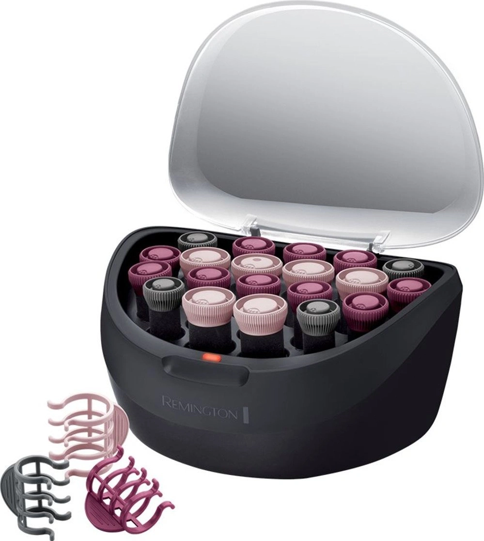 Haarroller-Set mit Deckel und Klammern, Remington-Marke, schwarz