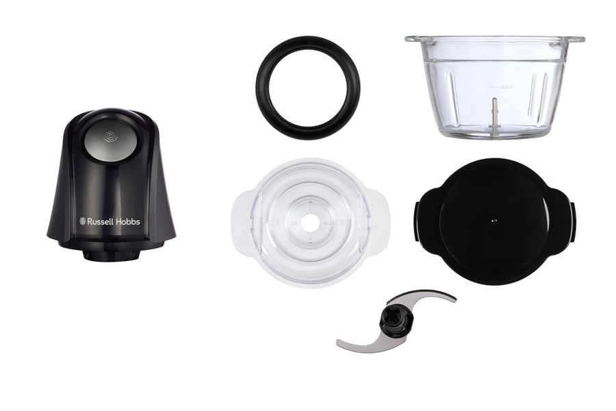 Zerkleinerer mit Einzelteilen, schwarz, Russell Hobbs, Küchengerät, Zubehör