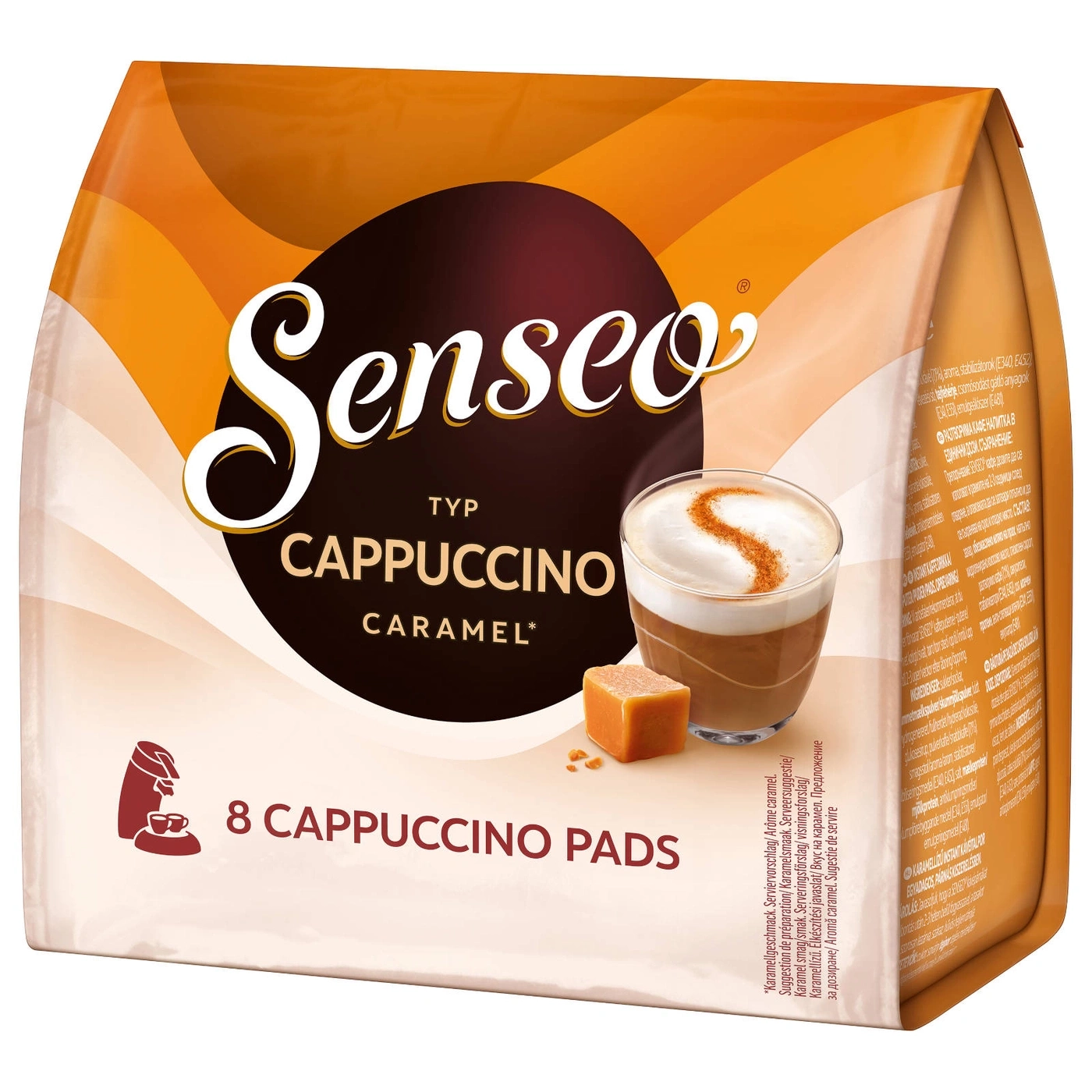 Senseo Cappuccino Caramel Pads, 8 Stück, Kaffee, Karamellgeschmack, Getränk