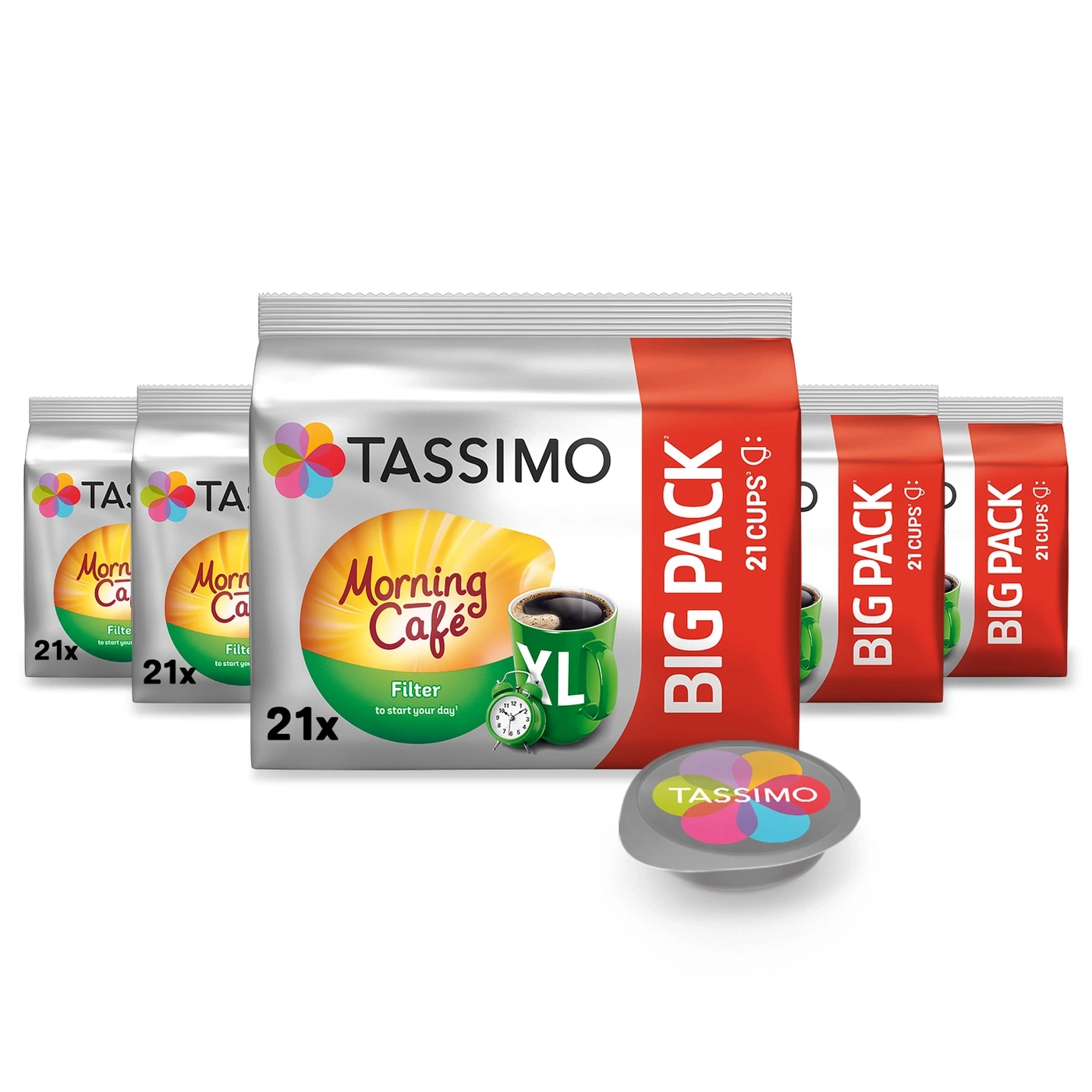 Tassimo Kaffee-Pads, Morning Café, Big Pack, 21 Cups, Filterkaffee, XL-Größe