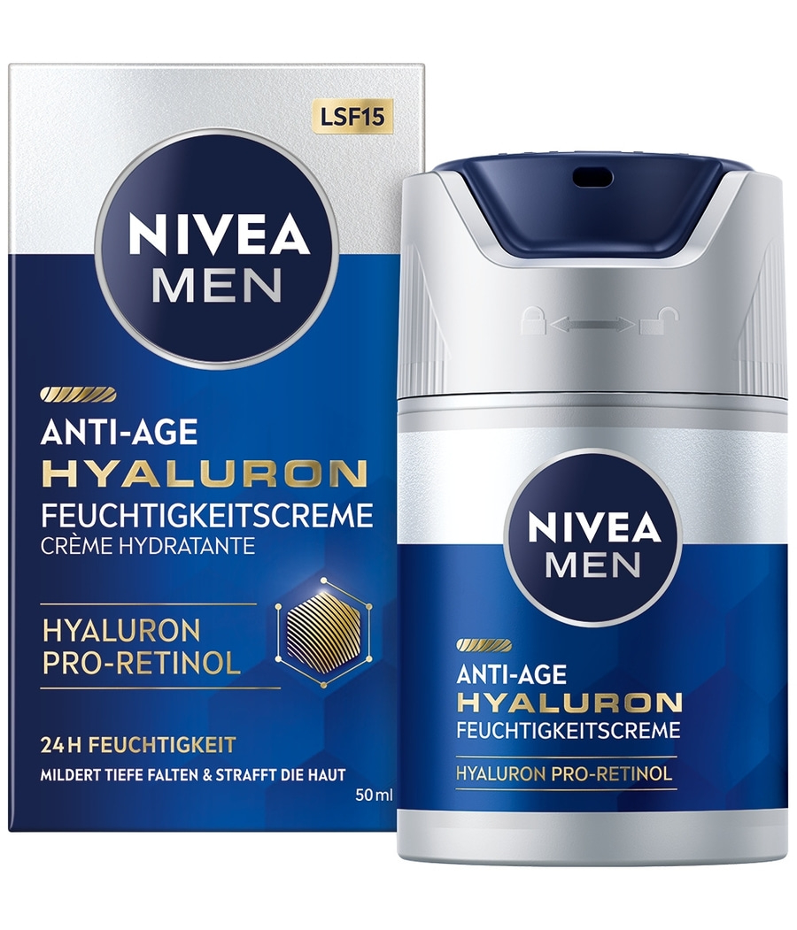 Nivea Men Anti-Age Hyaluron Feuchtigkeitscreme, 50ml, mit LSF15, Pro-Retinol