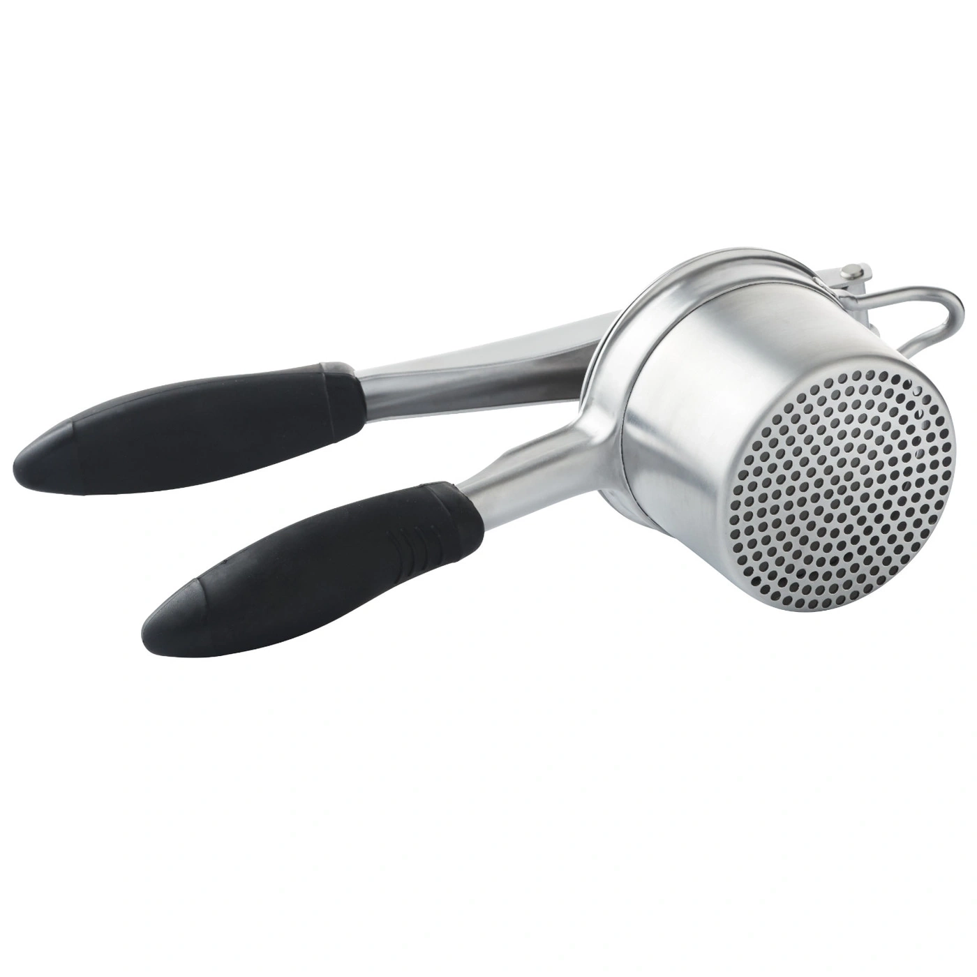 Kartoffelstampfer mit schwarzen Griffen, Edelstahl, Küchenutensil