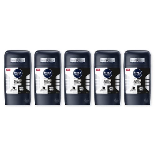 NIVEA Deodorant Black & White Invisible Original Deo Stick 5 x 50ml