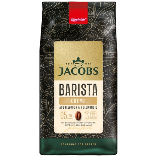 JACOBS Kaffeebohnen Barista Editions Crema 4 x 1 kg ganze Kaffee Bohnen geröstet