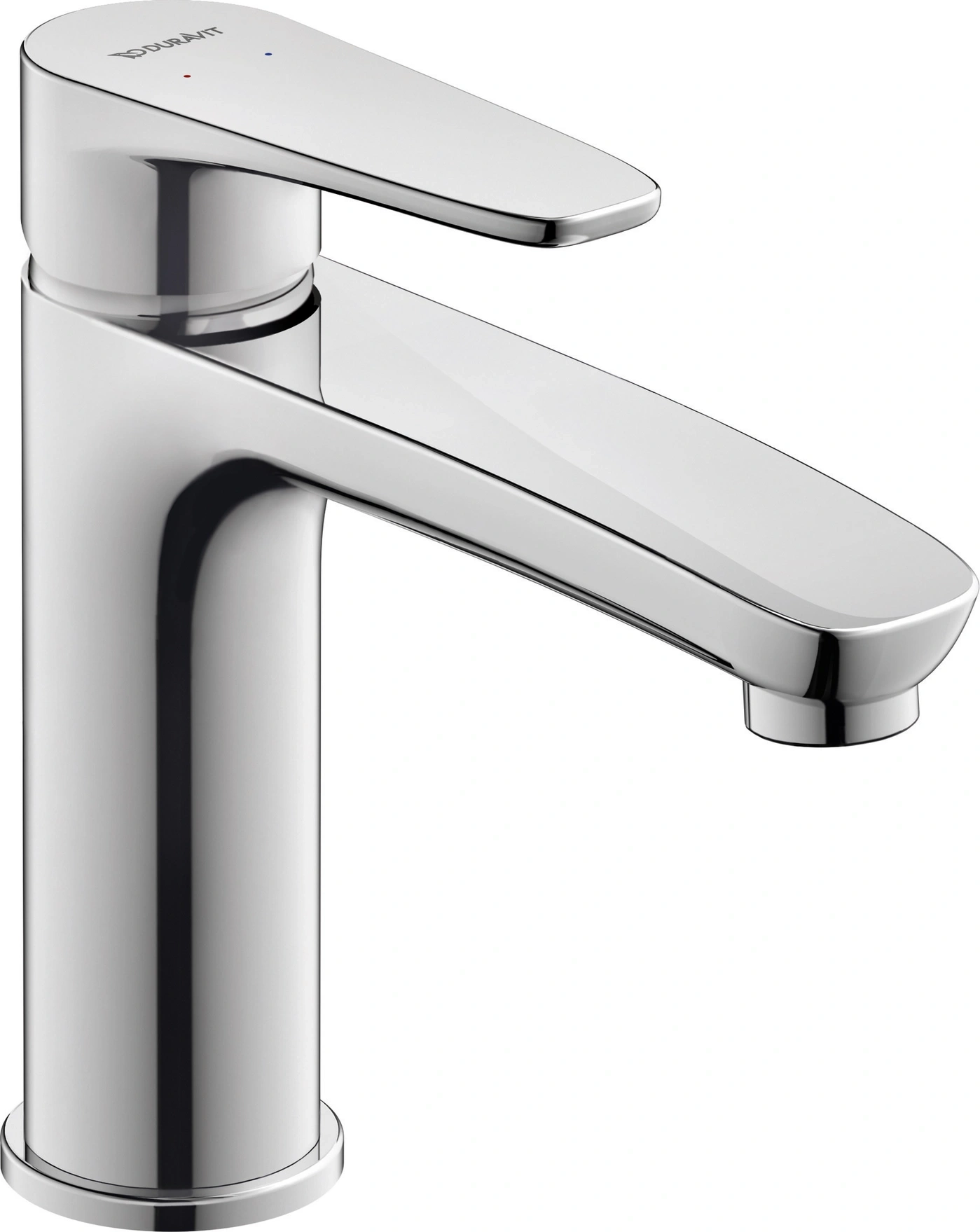 Chrom-Wasserhahn, glänzend, modern, Badezimmerarmatur, Design-Wasserhahn, Duravit-Logo