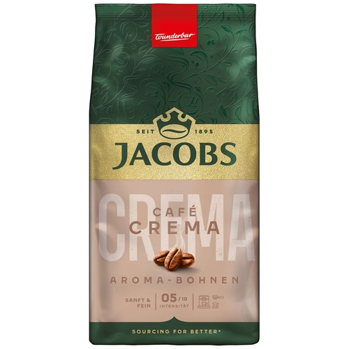 JACOBS Kaffeebohnen Café Crema Aroma-Bohnen ganze Bohne geröstet 12 x 500 g