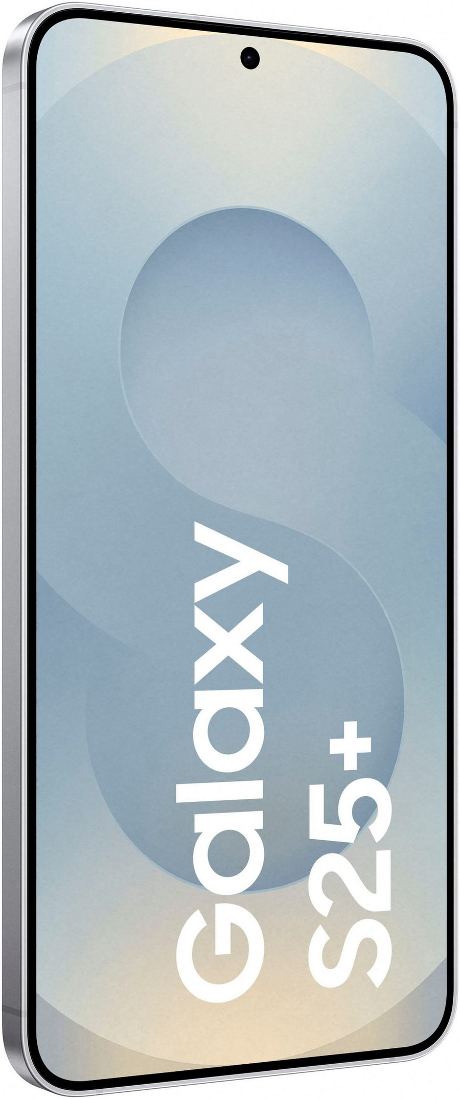 Samsung Galaxy S25+ Smartphone, blaues Display mit Kamera und Schriftzug