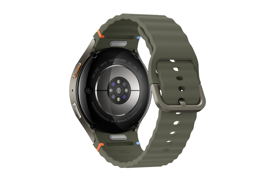 Smartwatch mit grünem Armband, Details: 44mm, Sapphire Crystal, LTE, GPS, 5 ATM