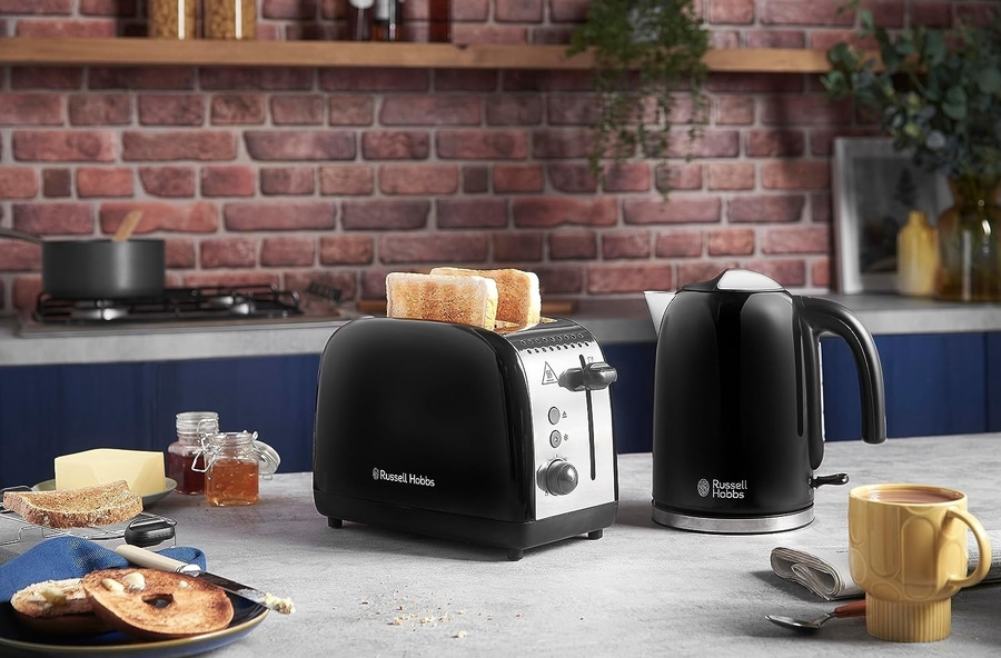 RUSSELL HOBBS Toaster Colours Plus 2 Scheiben 6 Stufen Brötchenaufsatz Schwarz