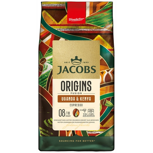 JACOBS Kaffeebohnen Origins Uganda & Kenya ganze Bohne 2 x 1 kg Bohnenkaffee
