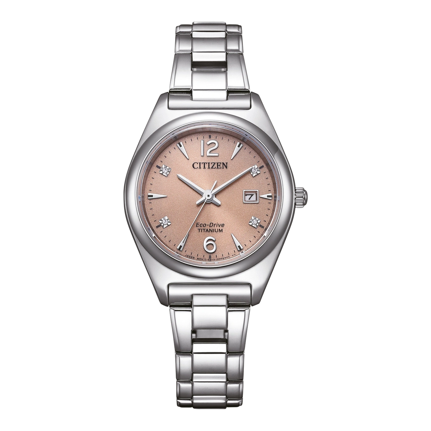 Citizen Damenuhr mit rosafarbenem Zifferblatt und silbernem Armband