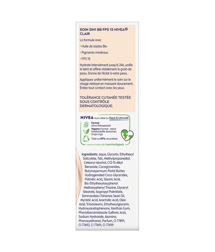 NIVEA Tagespflege 5in1 BB Heller Hauttyp 24h Feuchtigkeit LSF 15 vegan 2 x 50 ml