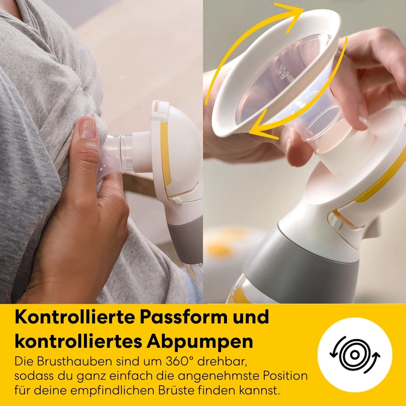 Brusthauben sind um 360 gedreht, um die bequemste Position für Ihre empfindlichen Brüste zu finden.