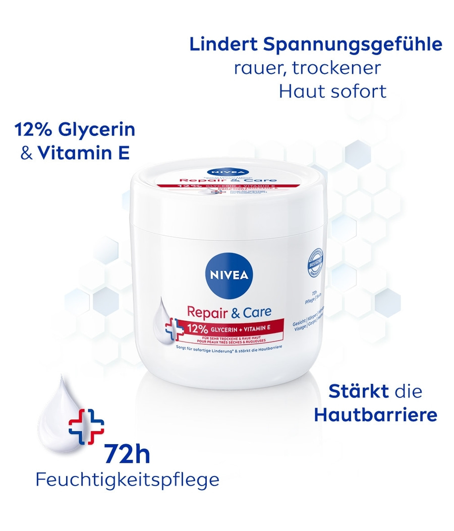NIVEA Repair & Care Intensive Pflegecreme Glycerin+ Vitamin E Bodylotion 2x400ml