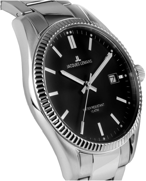 JACQUES LEMANS Armbanduhr Derby 50-3A Quarz Datum Edelstahlarmband 40mm B-WARE