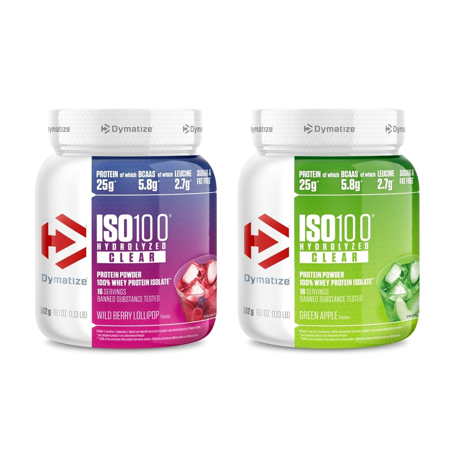 DYMATIZE 2er-Set ISO 100 Hydrolyzed Clear Whey Protein Green Apple & Lollipop