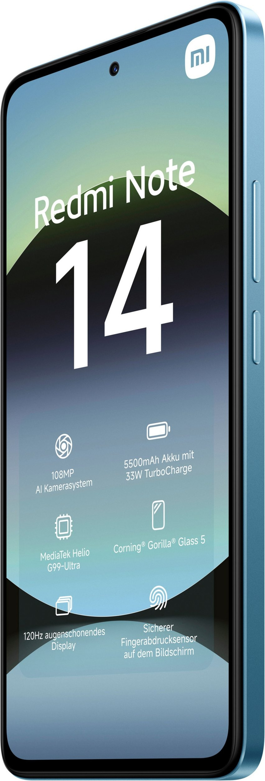 Redmi Note 14 Smartphone mit 108MP Kamera, 5500mAh Akku und 120Hz Display.