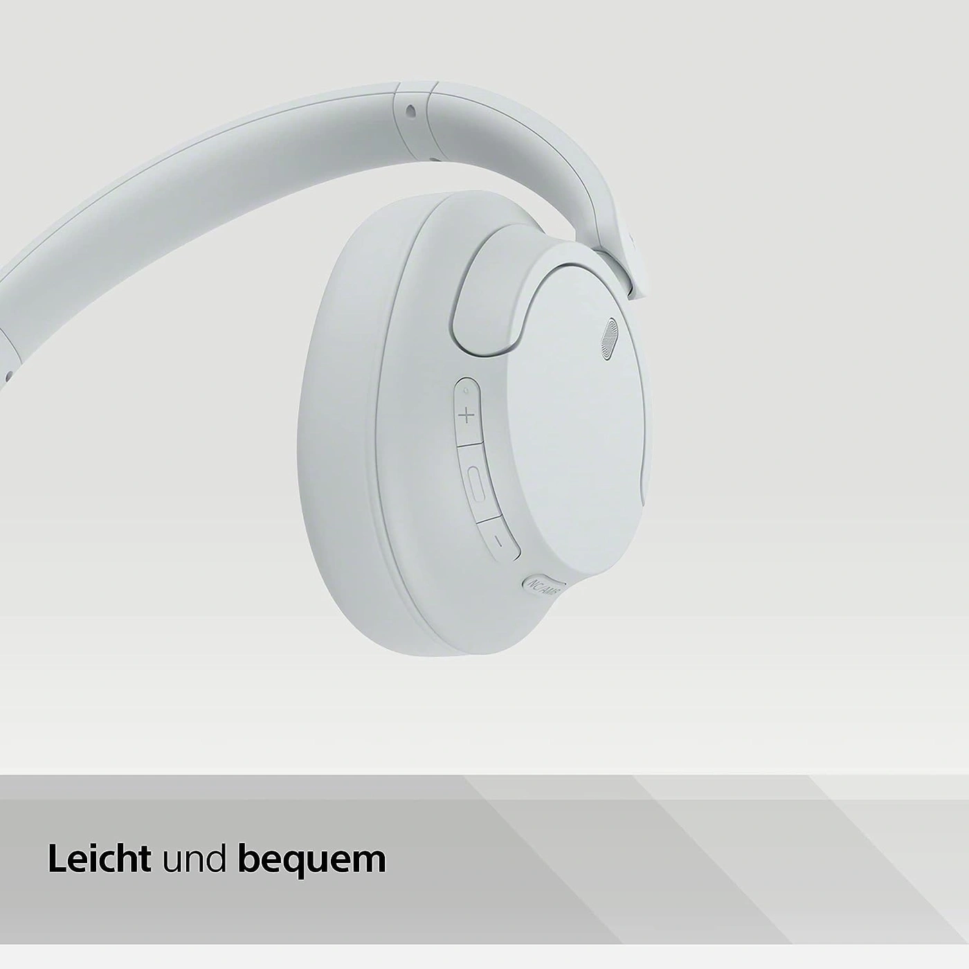 Leichte und bequeme weiße Kopfhörer mit Mikrofon.