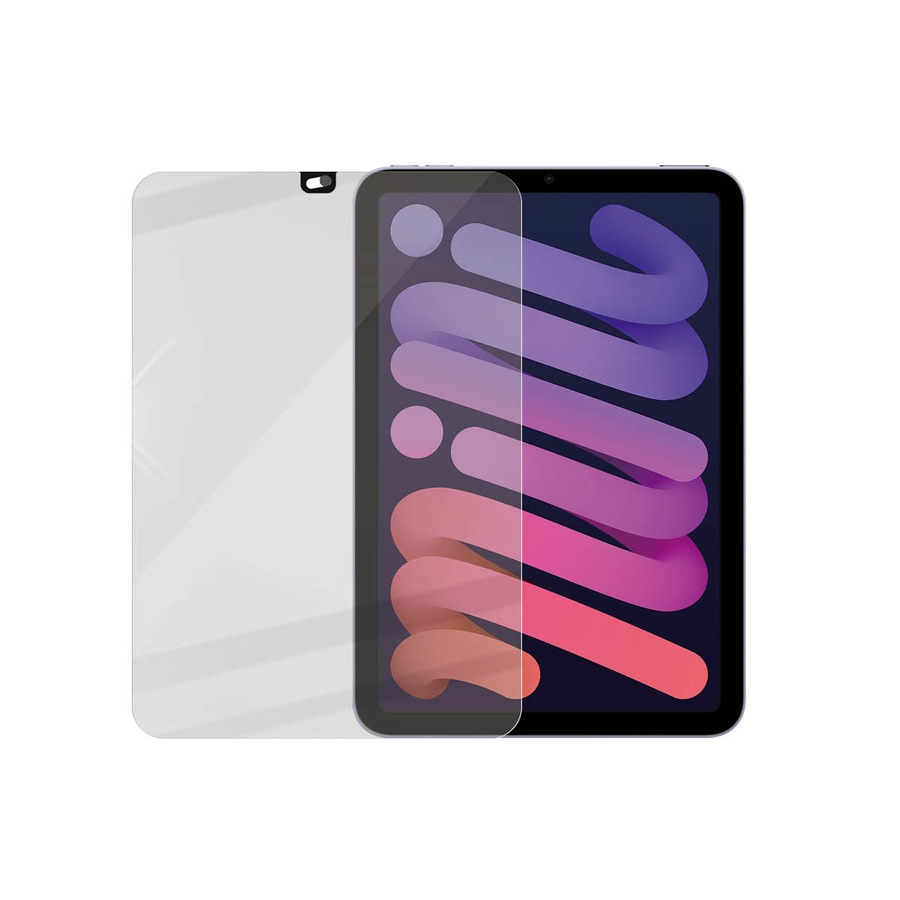iPad Mini mit Displayschutzfolie, weißer Hintergrund, Technologie, Bildschirm