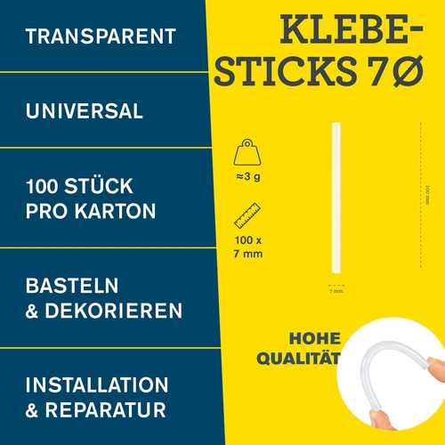 RAPID Klebesticks Ø 7mm Transparent 100 Stück Universal Klebepatronen 5001736