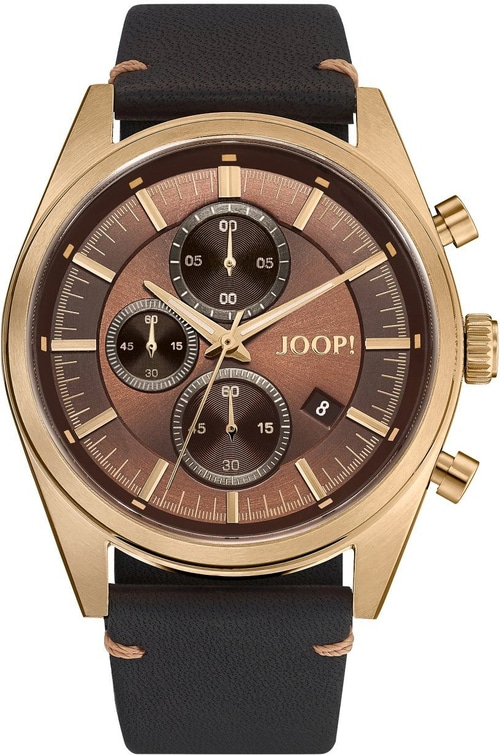 Braune Herrenuhr mit goldenem Gehäuse und Lederarmband