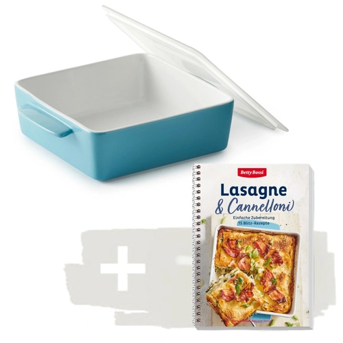 BETTY BOSSI Lasagne & Cannelloni Kochbuch + Lasagneform Auflaufform ofenfest