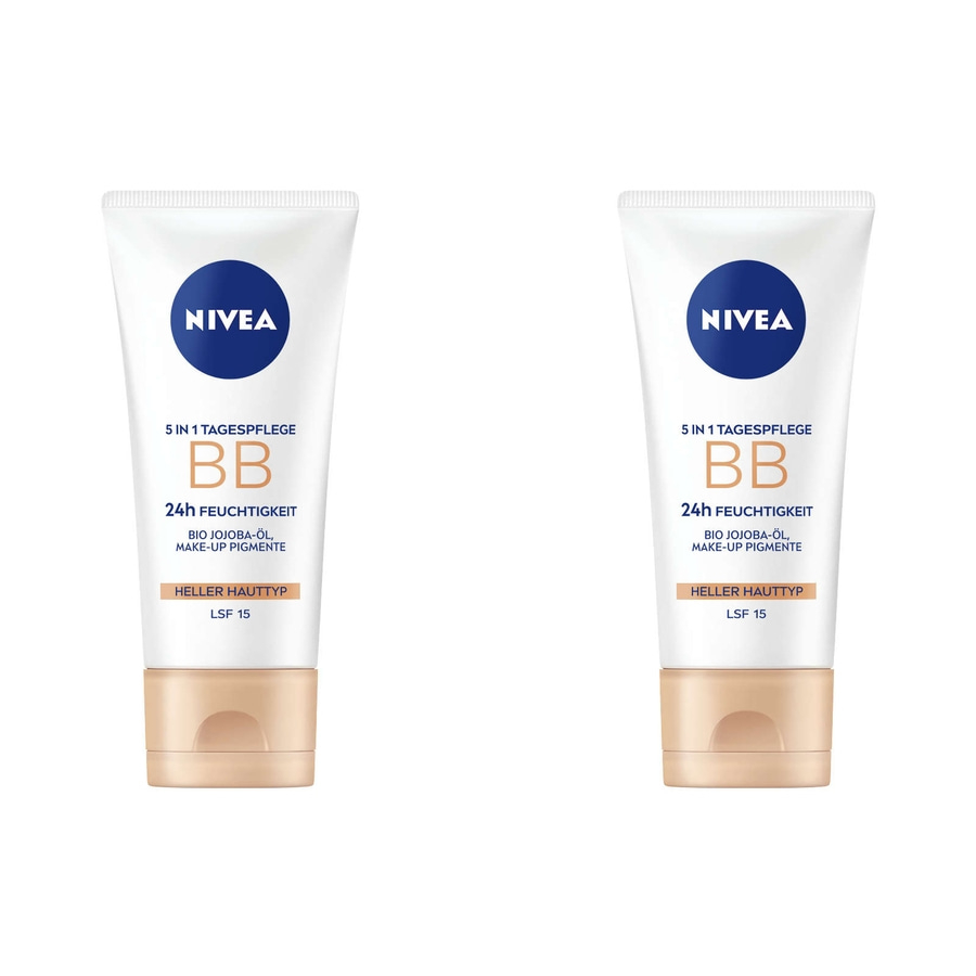 NIVEA Tagespflege 5in1 BB Heller Hauttyp 24h Feuchtigkeit LSF 15 vegan 2 x 50 ml