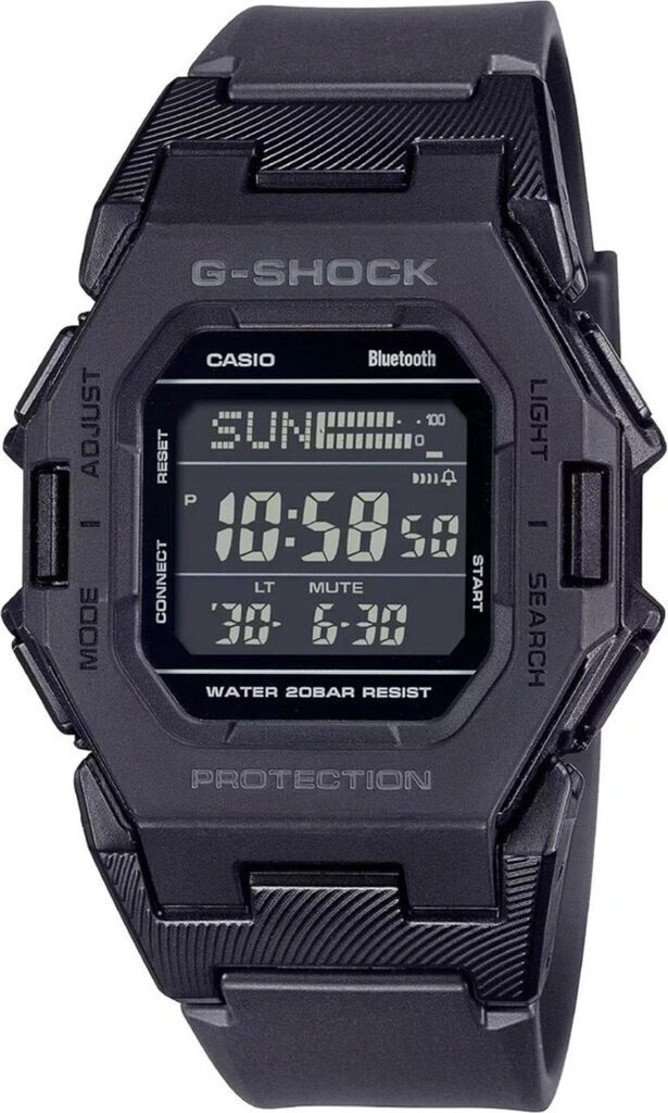 schwarze G-SHOCK Digitaluhr mit Metallgehäuse und Armband