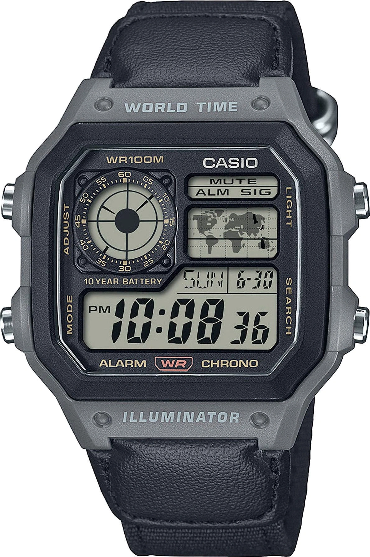 Casio Digitaluhr mit Weltzeitfunktion und Lederarmband
