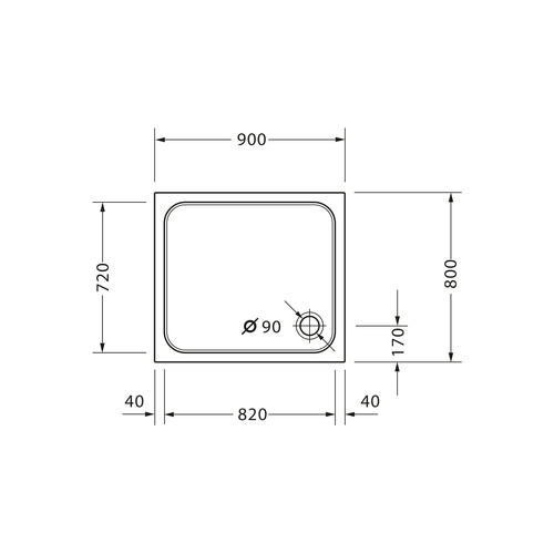 DURAVIT Duschwanne D-Code 900 x 800mm Weiß Rechteck Ablaufdurchmesser 90mm