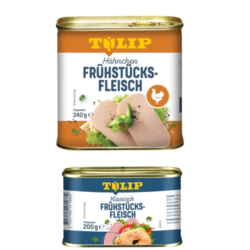 TULIP Bundle 1x Frühstücksfleisch 200g 1x Hähnchen 340g Konserve Delikatesse