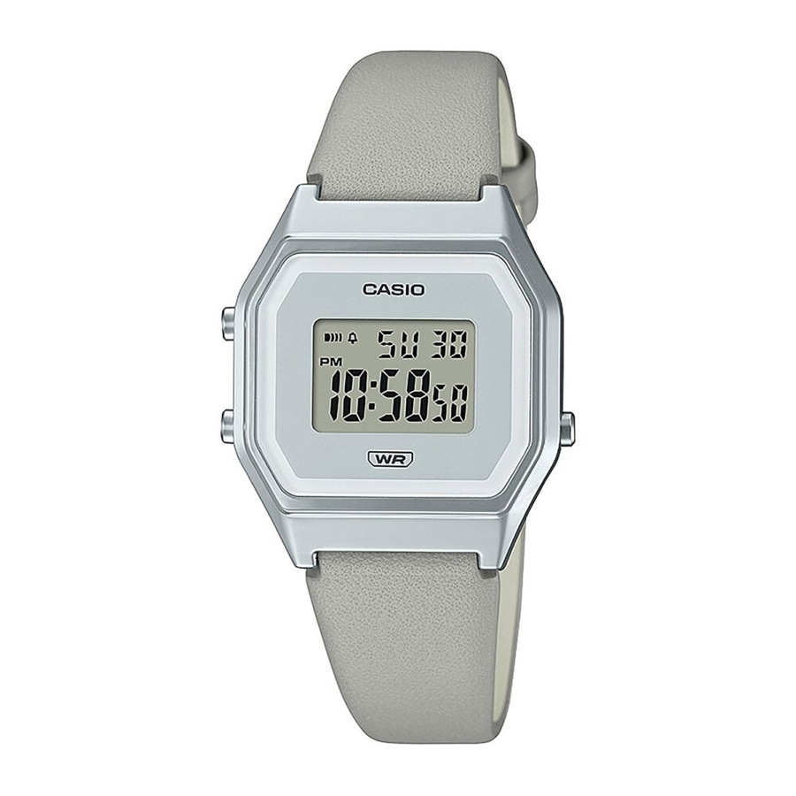 CASIO Damenarmbanduhr LA680WEL-8EF Quarz Silber Grau Lederarmband B-WARE