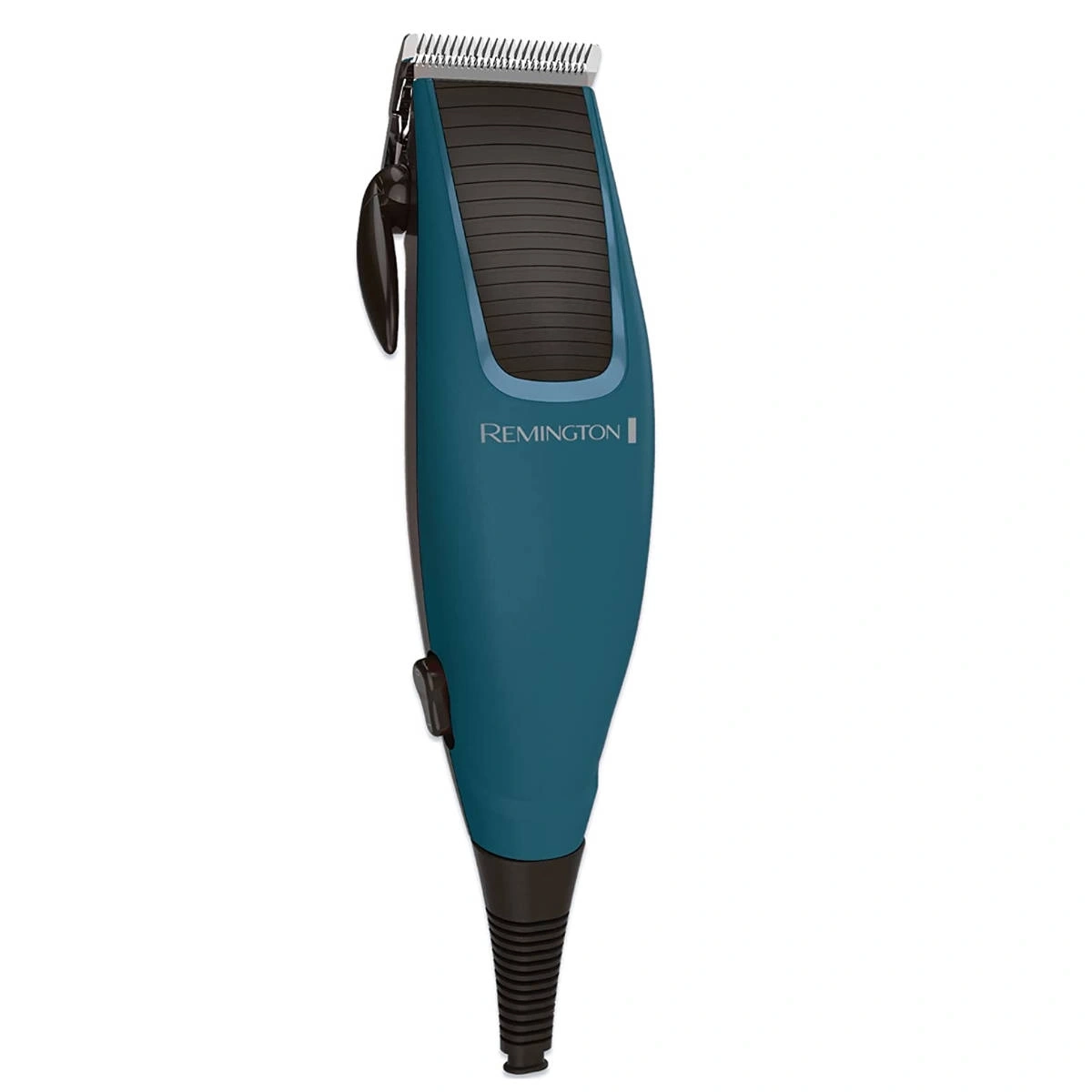 Ein blauer Remington Haartrimmer mit schwarzem Griff.