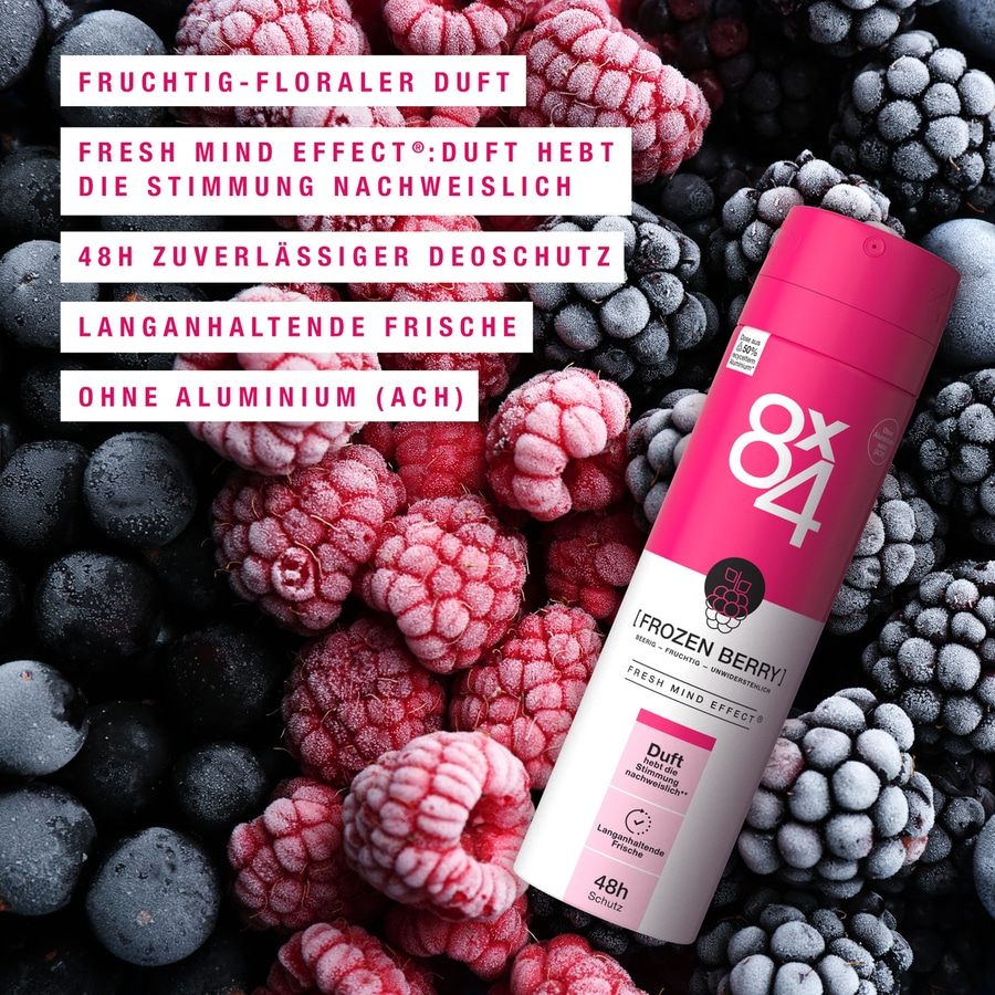 8x4 Deo Spray Frozen Berry 6 x 150ml 48h zuverlässiger Deo-Schutz ohne Aluminium