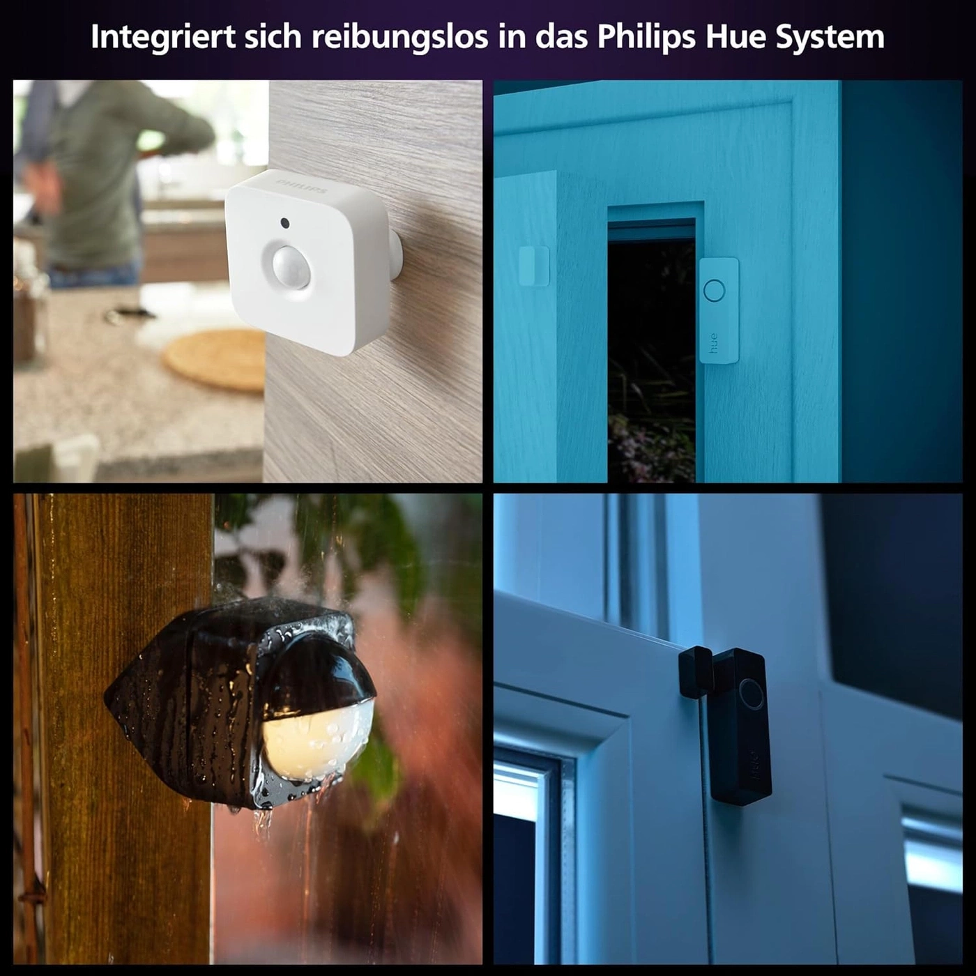 Philips Hue Sensoren für Bewegung und Tür-/Fensterkontakt.