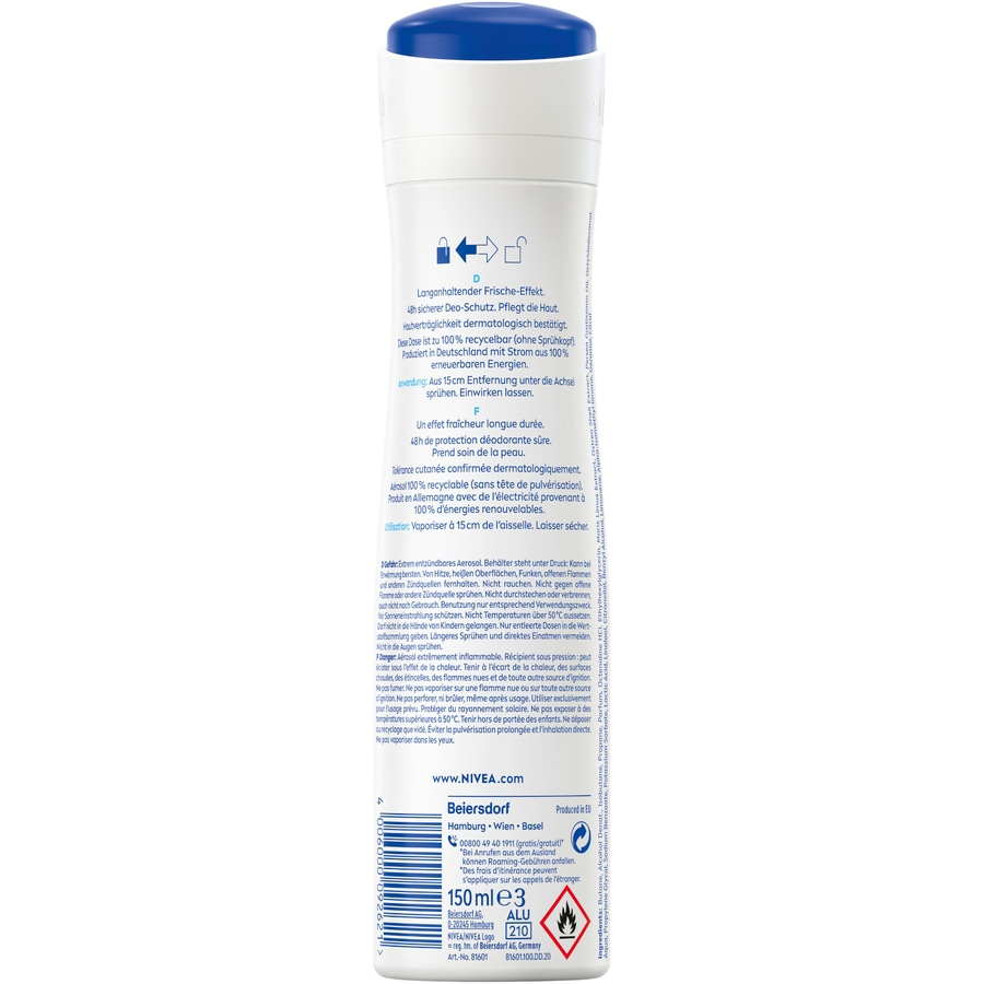 NIVEA Deodorant Fresh Natural Deo Spray 6 x 150ml