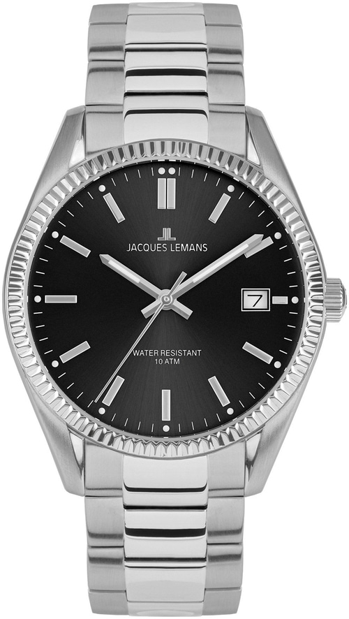 JACQUES LEMANS Armbanduhr Derby 50-3A Quarz Datum Edelstahlarmband 40mm B-WARE