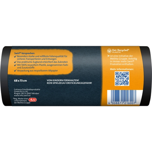 SWIRL Müllbeutel 60 l Zugband 4er Pack á 12 Stück Schwerlast Müllsack NEU