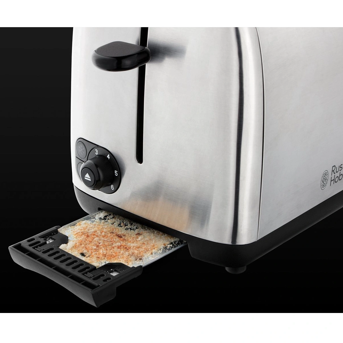 Toaster mit Brötchenaufsatz und Bröselauffangschale, Edelstahl