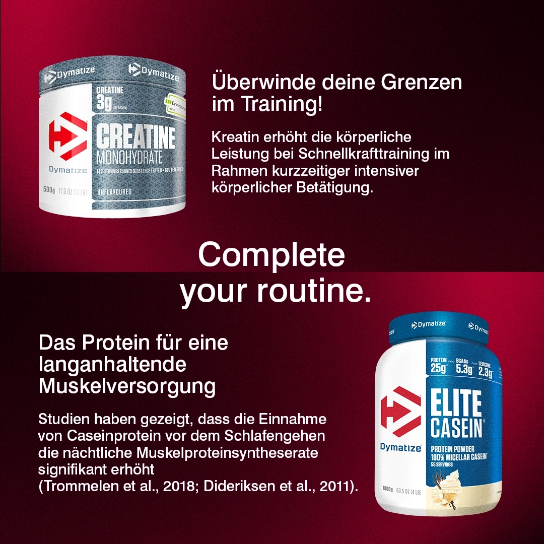 Dymatize Creatine and Casein protein powder 