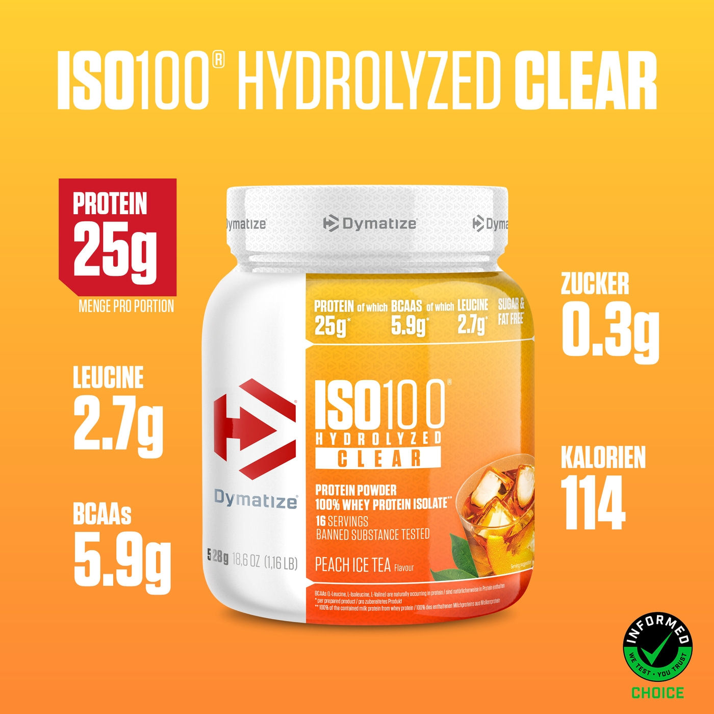 DYMATIZE 2er-Set ISO 100 Hydrolyzed Clear Whey Protein Peach & Green Apple