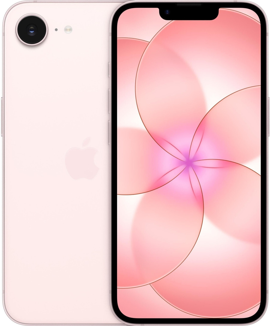 Ein rosafarbenes iPhone mit Blumen-Hintergrundbild auf dem Bildschirm.
